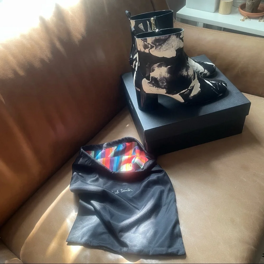 NWB Paul Smith Moss Black Rose print floral ankle boots brand new spring summer - Picture 7 of 14